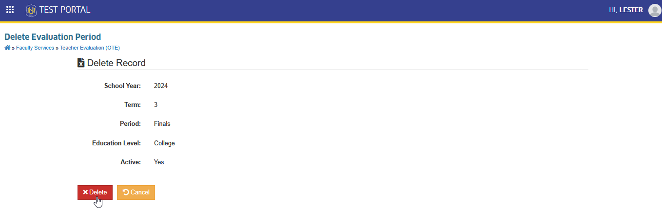 confirm delete button