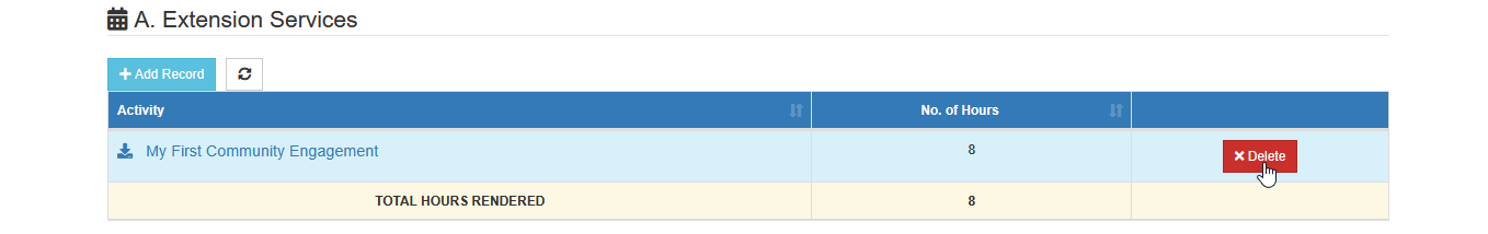 comex delete button