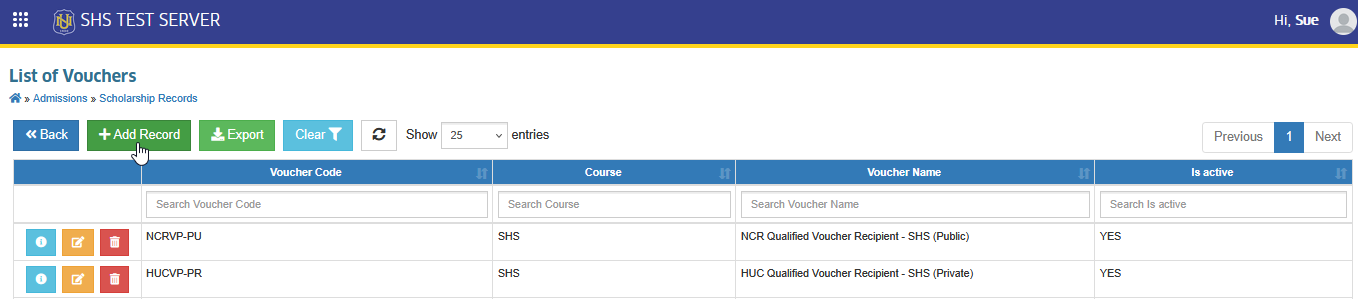 voucher add record button