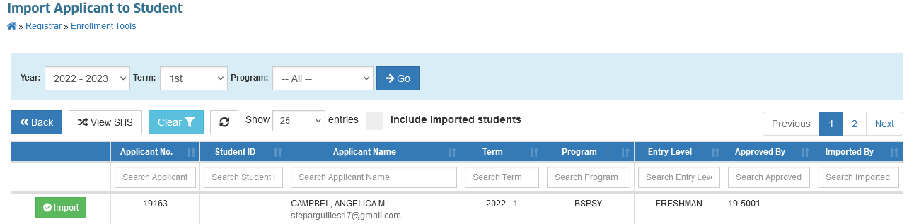 import applicant to student