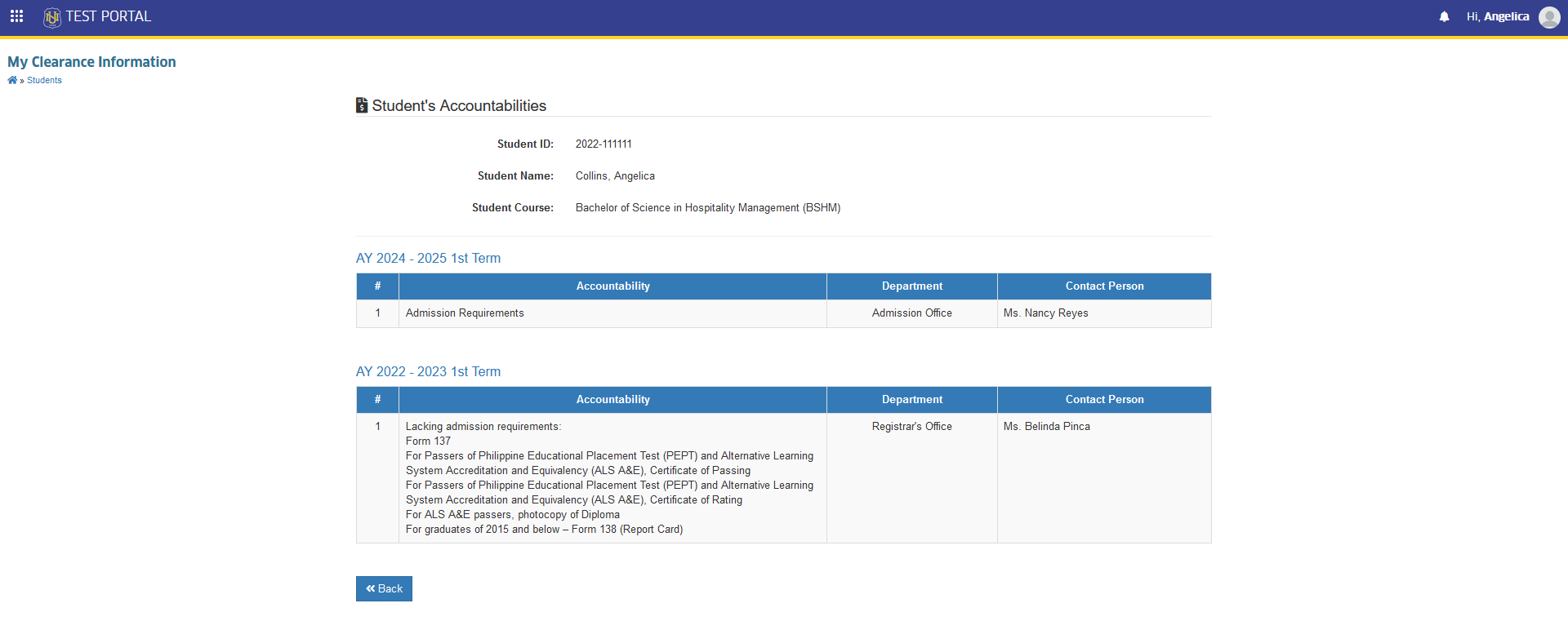check my clearance information