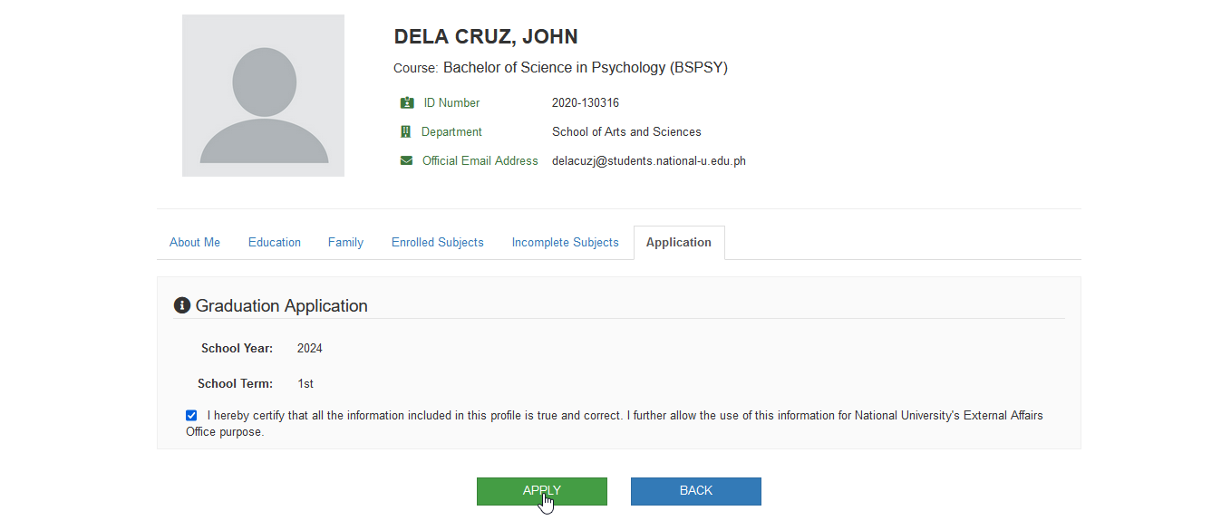 submit application for graduation