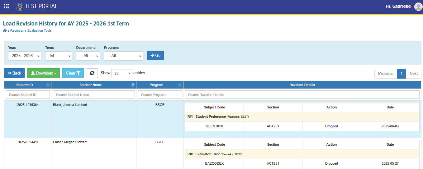 load revision history page