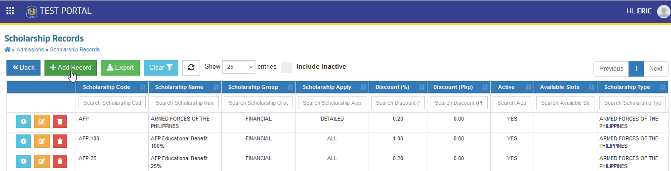 offered scholarship add record