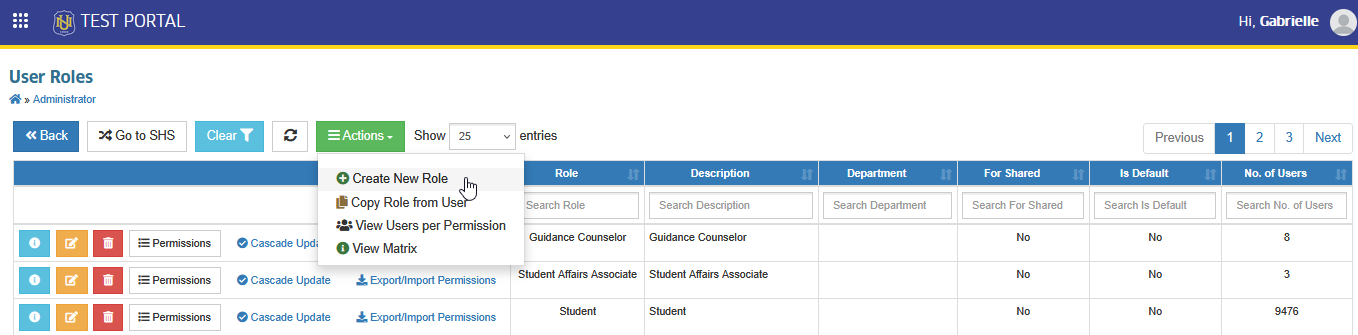 create new role button