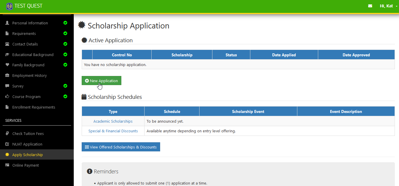 new application