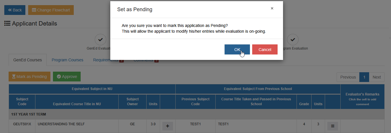 Set as Pending
