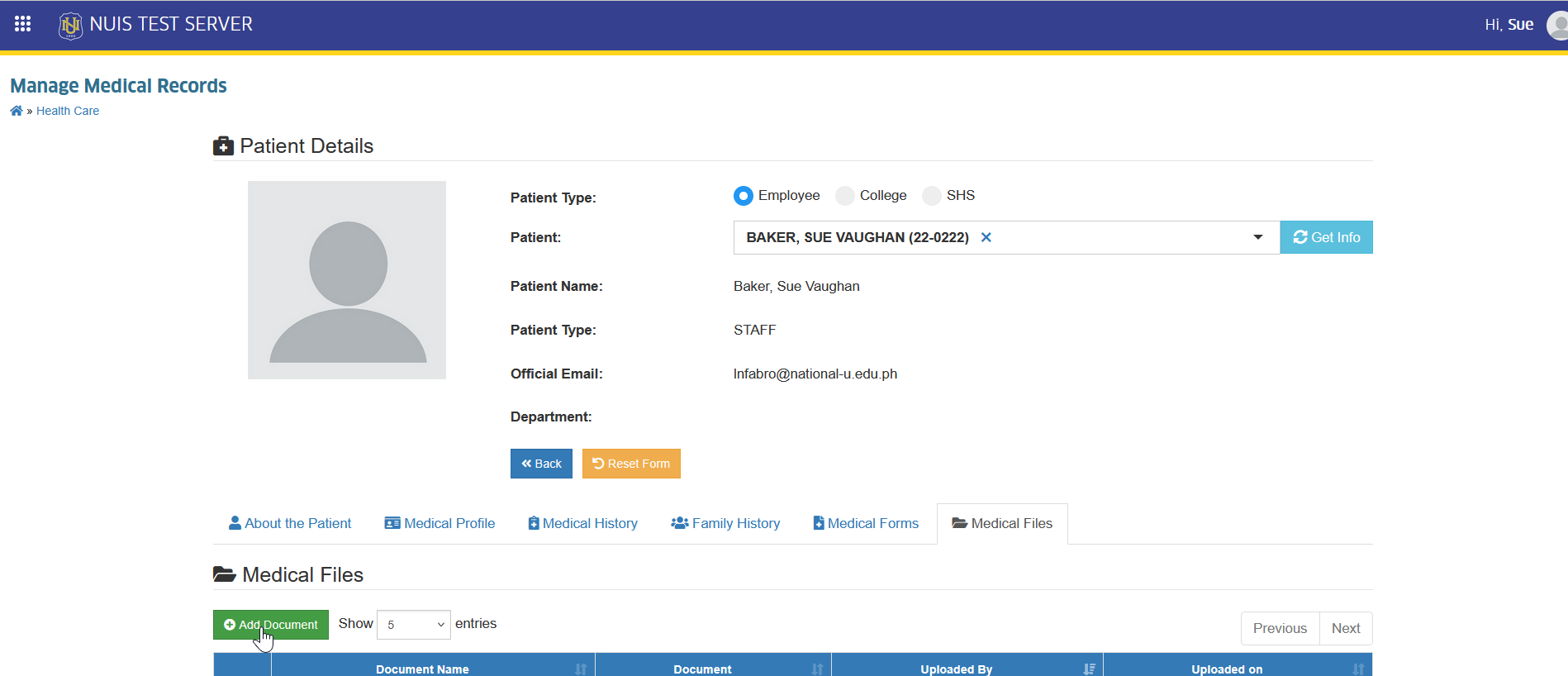 upload document button