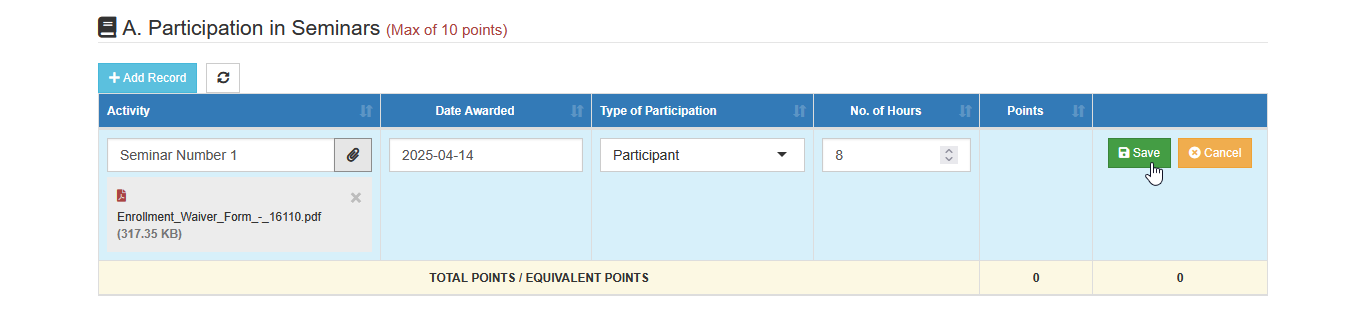 save entry professional development