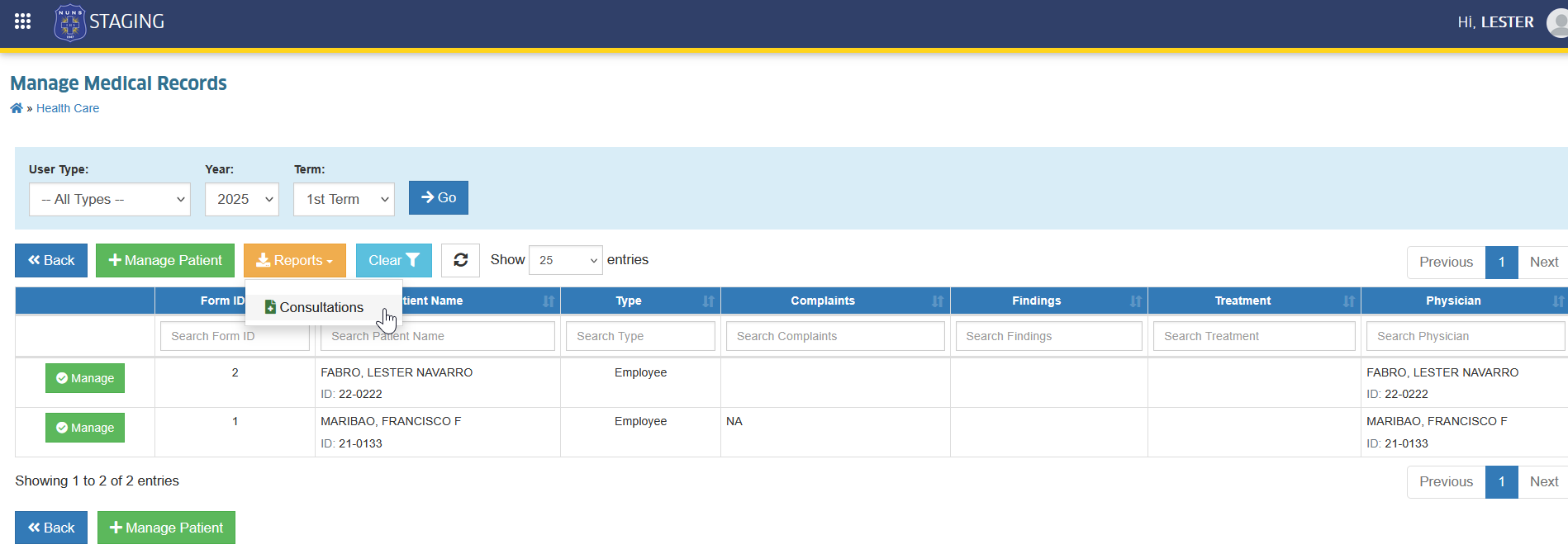 consultations button