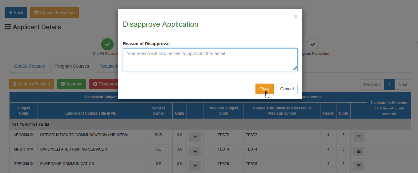 Set as Disapprove