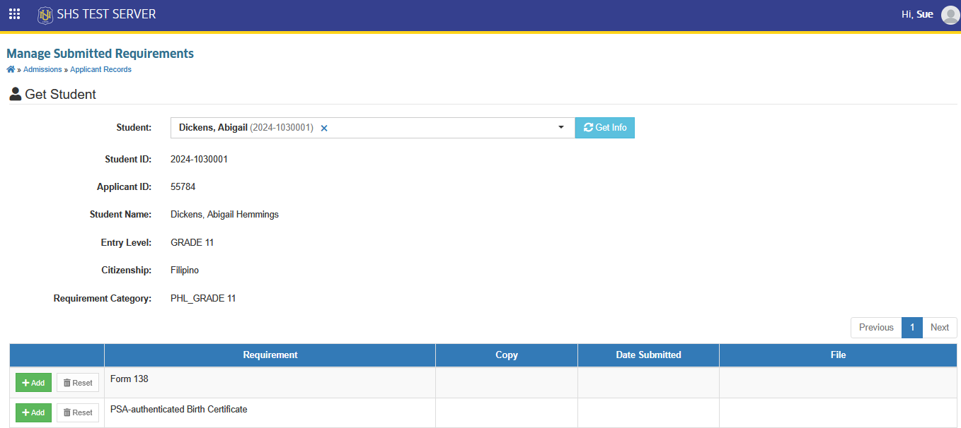 view students requirements