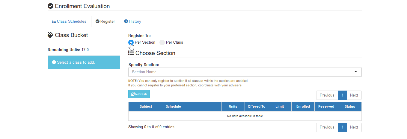 per section option