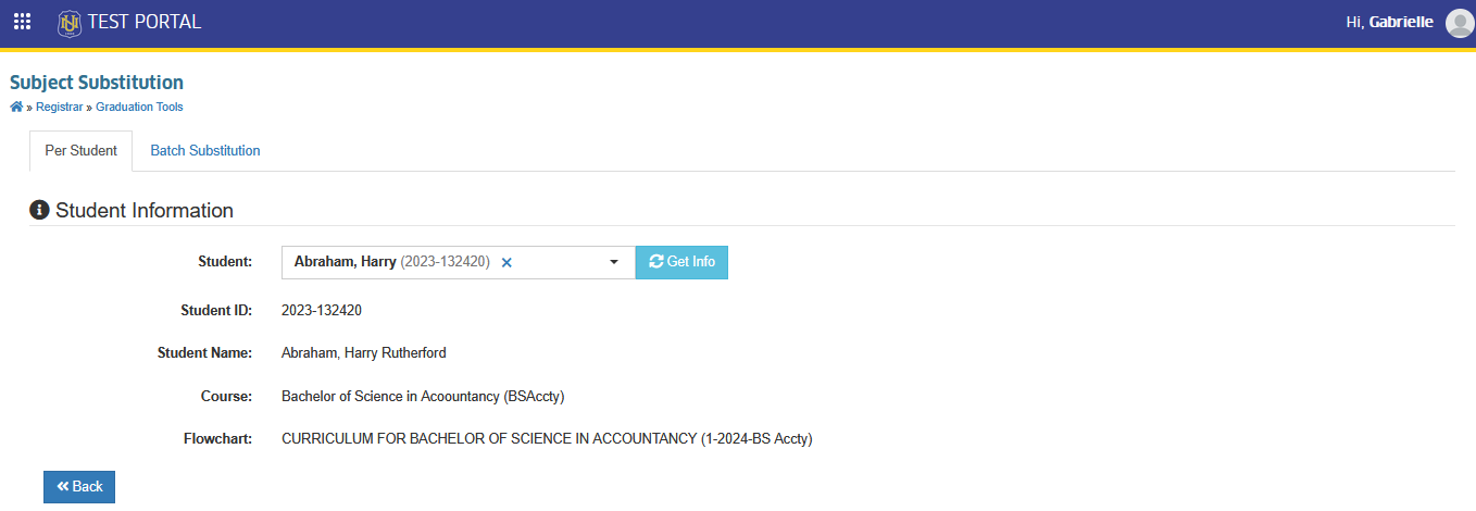 student info