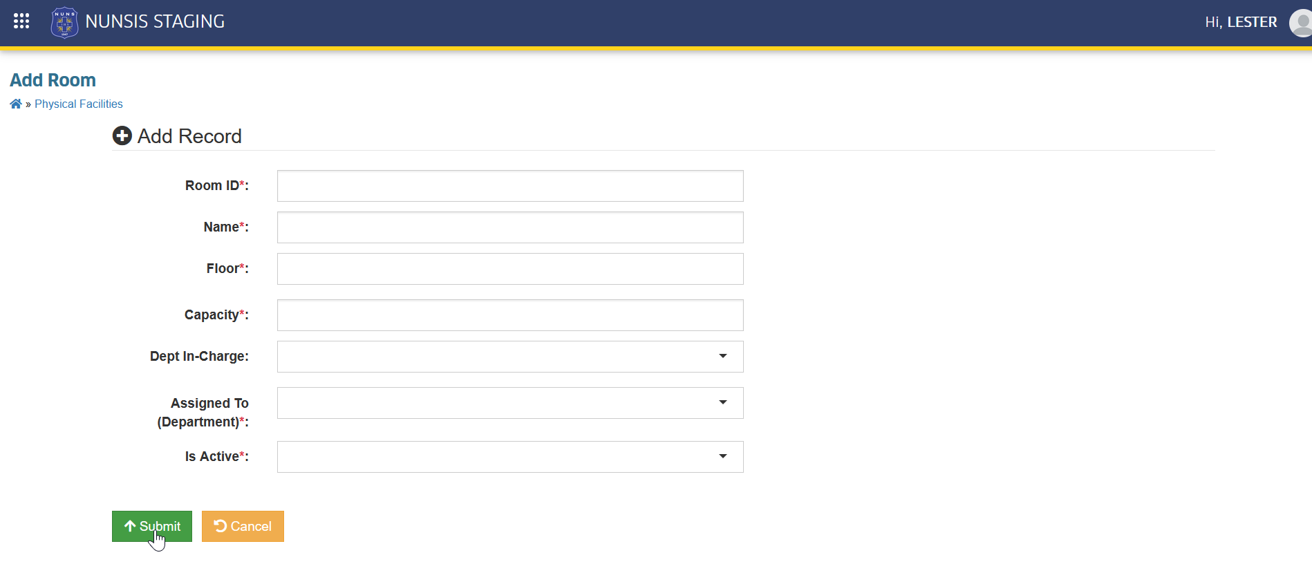 submit add room button