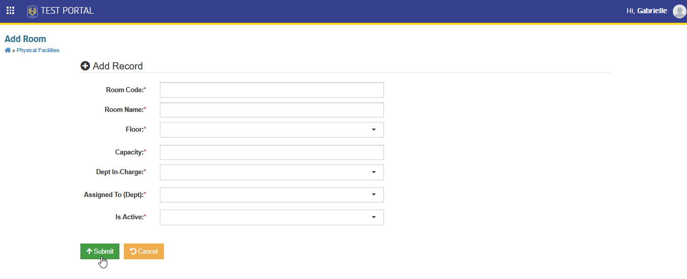 submit new record button