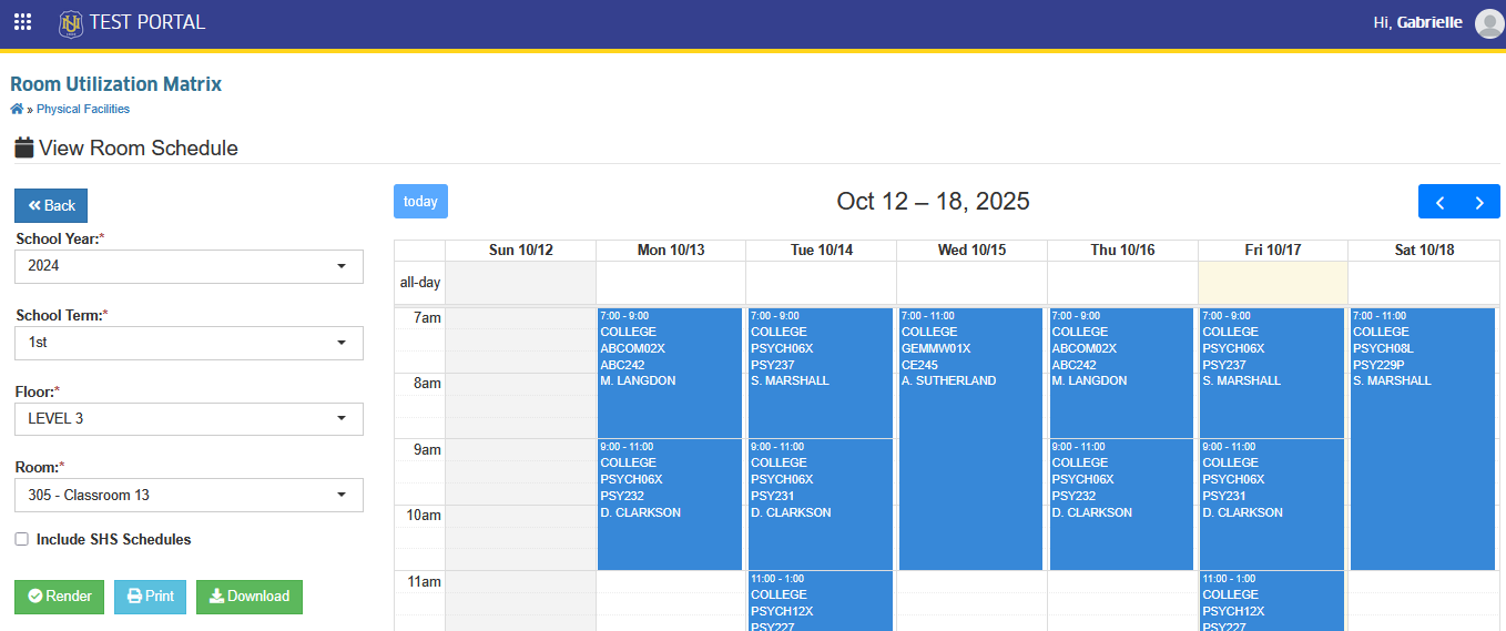 display schedules