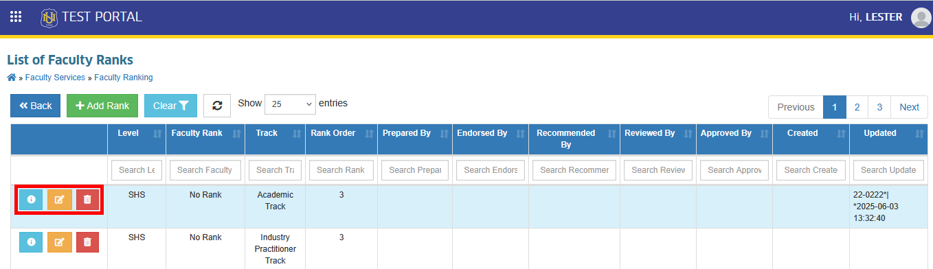 list of faculty ranks 2
