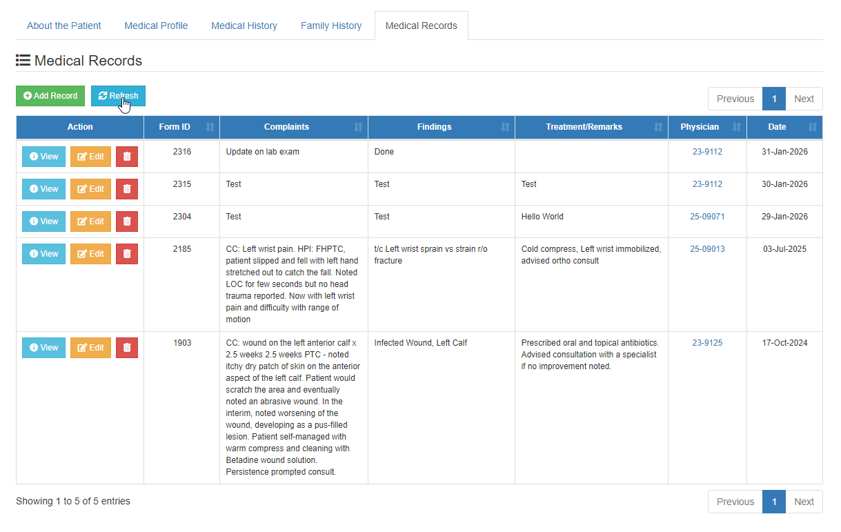 Patients Records