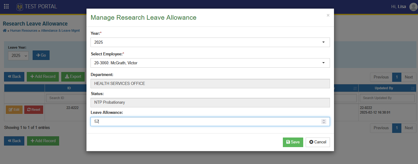 manage research leave allowance