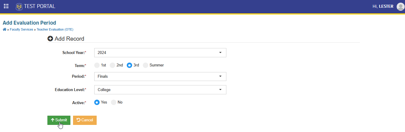submit button