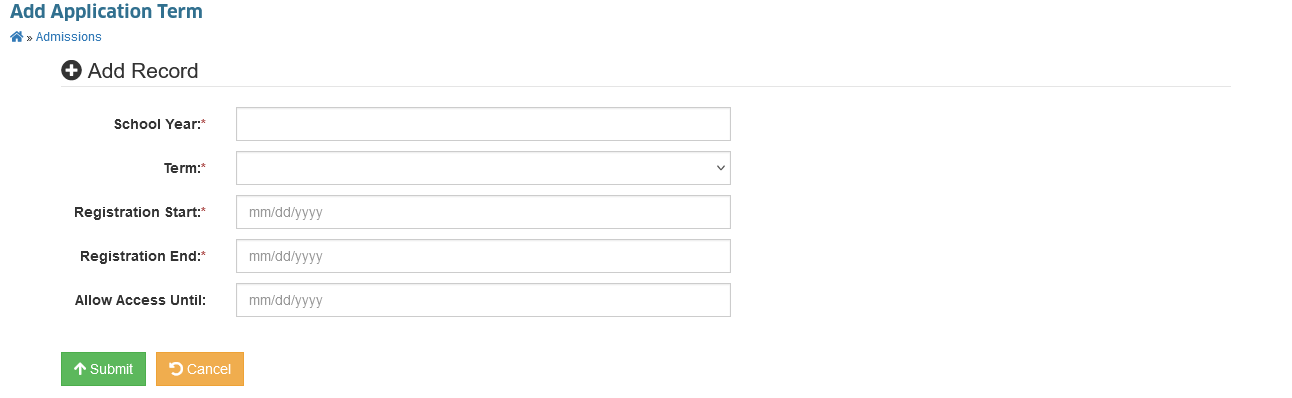 add application term form