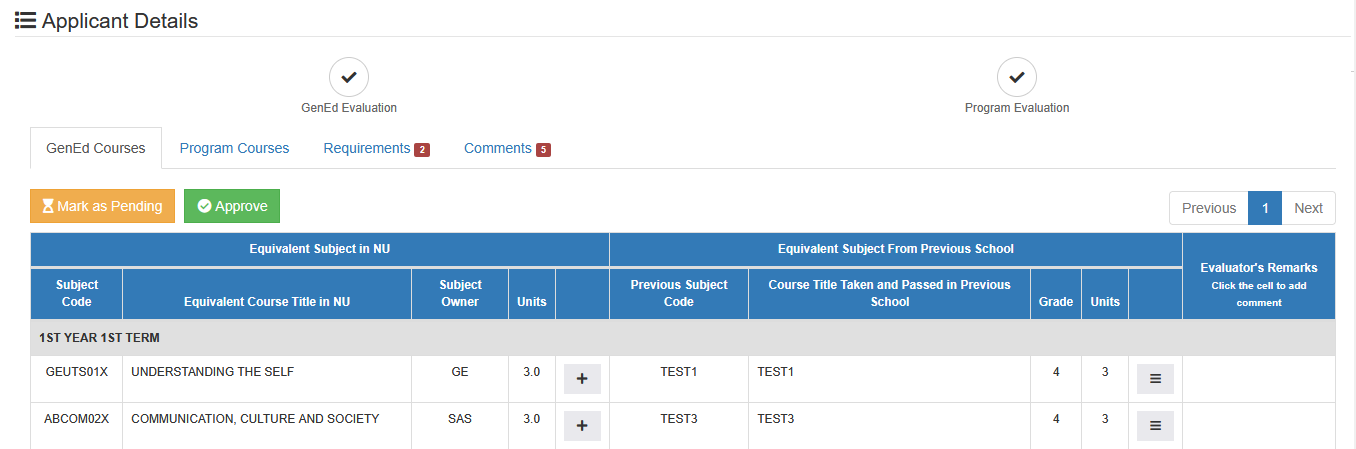 gened courses tab