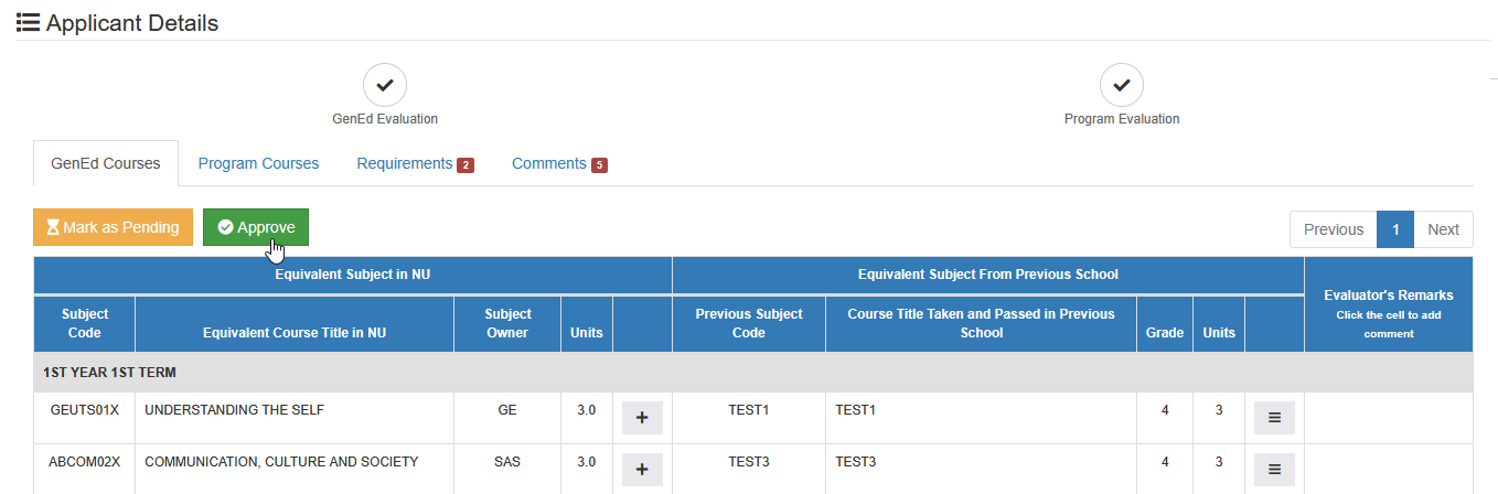 approve gened courses