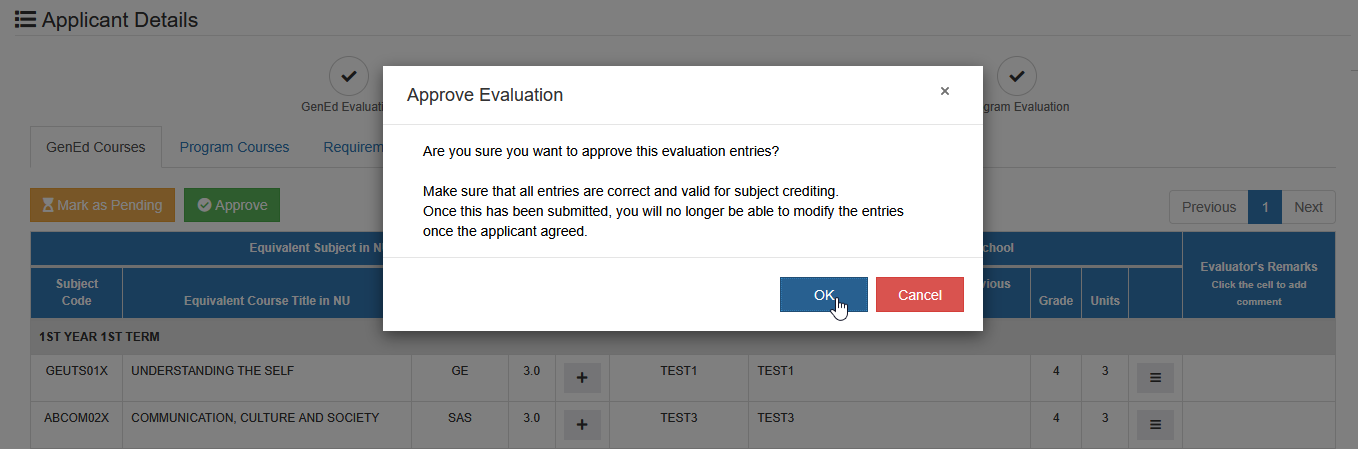 confirm approved gened courses