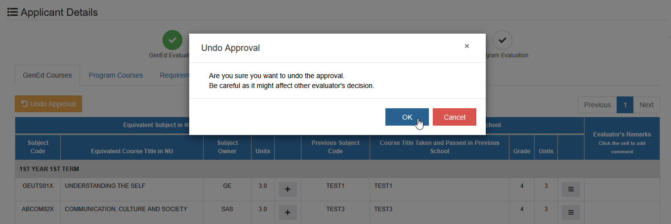 confirm undo approval