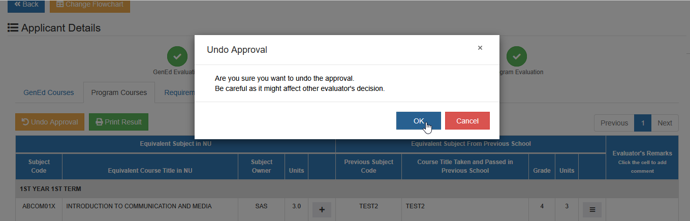 confirm undo approval