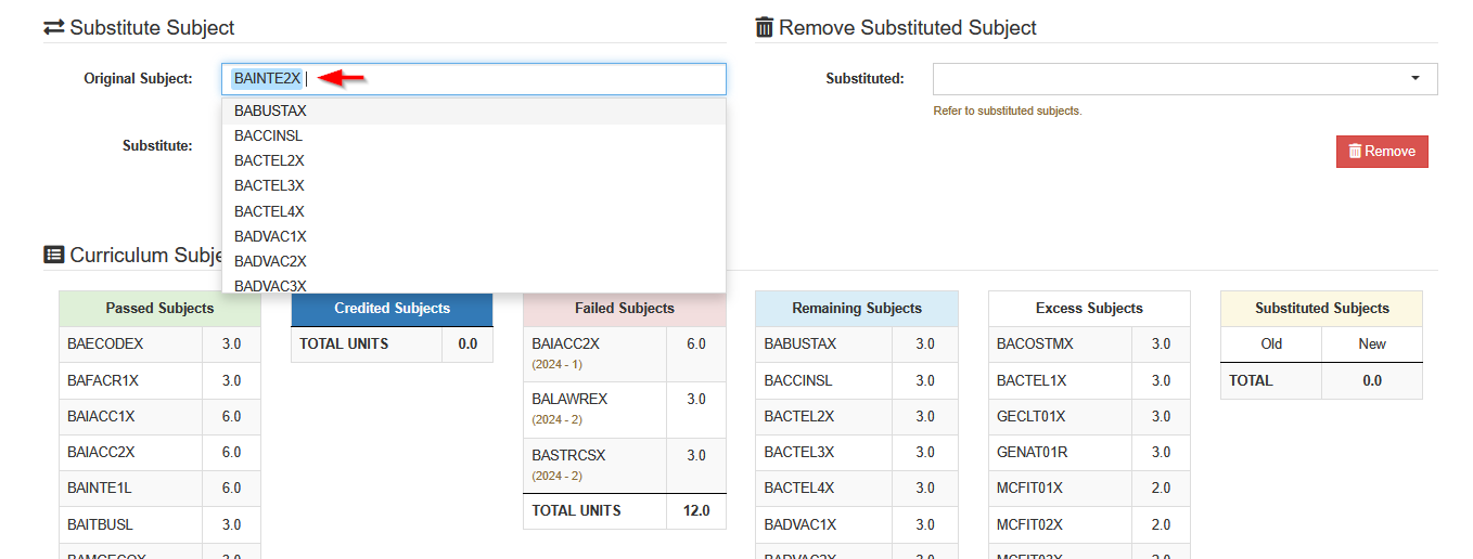 original subject entry