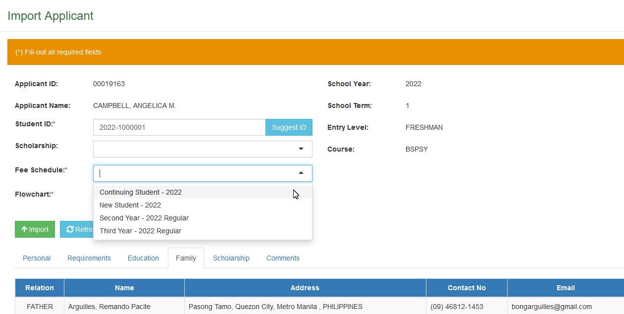 assign fee schedule