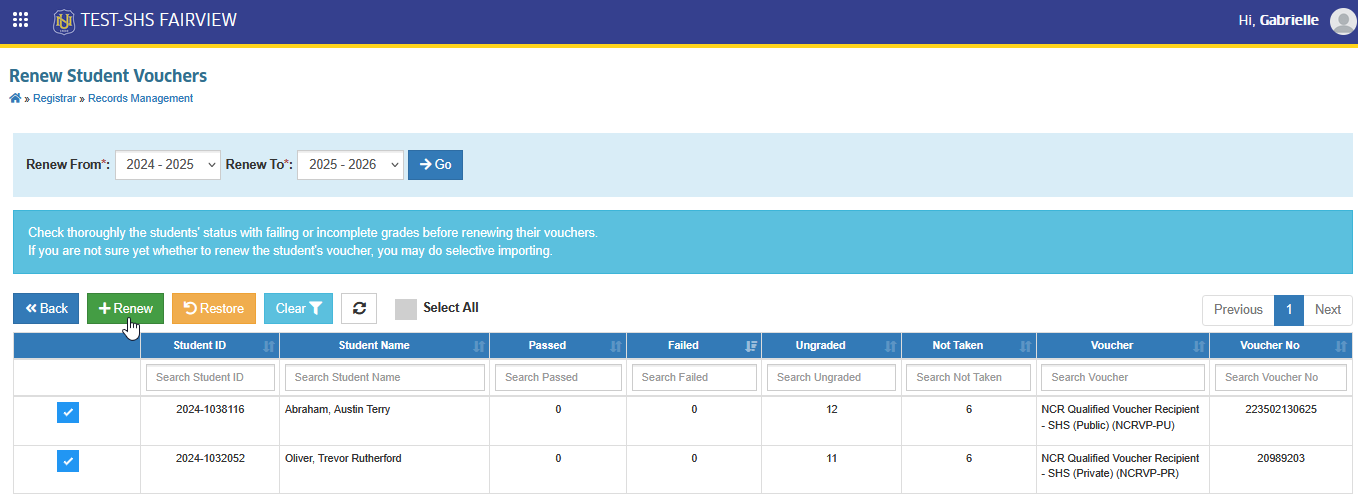 select students