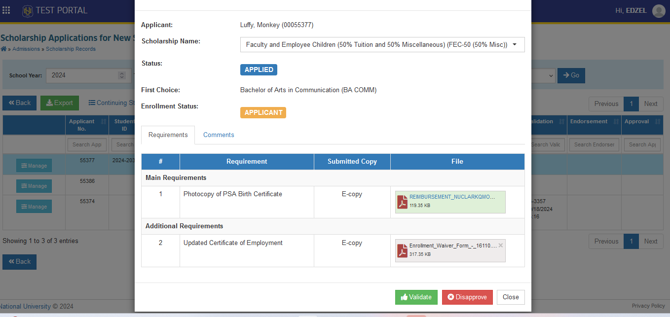validate requirements