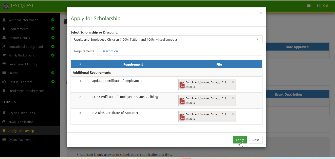 apply for scholarship