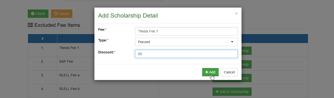 add to scholarship button