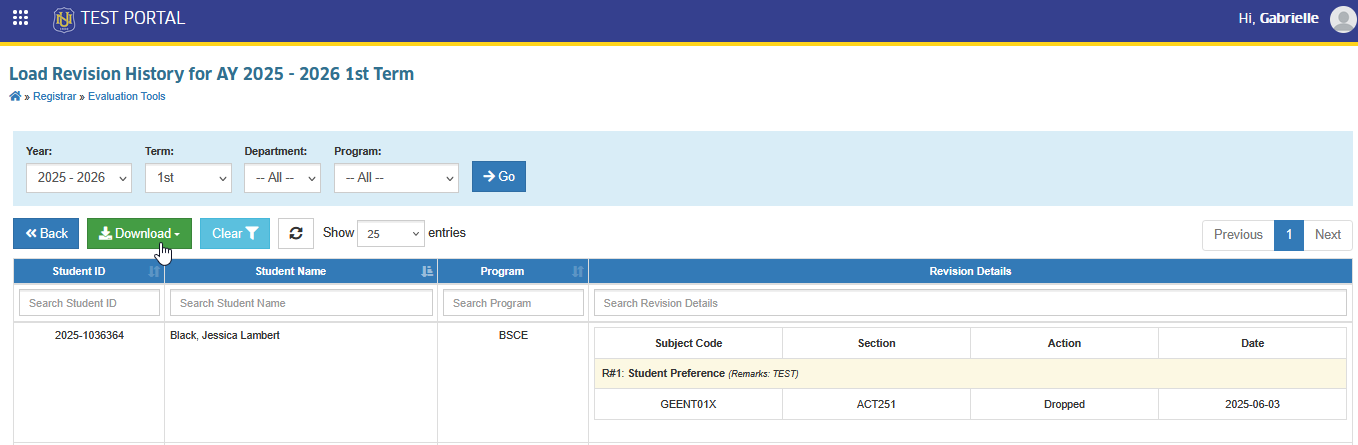 download button load revision history