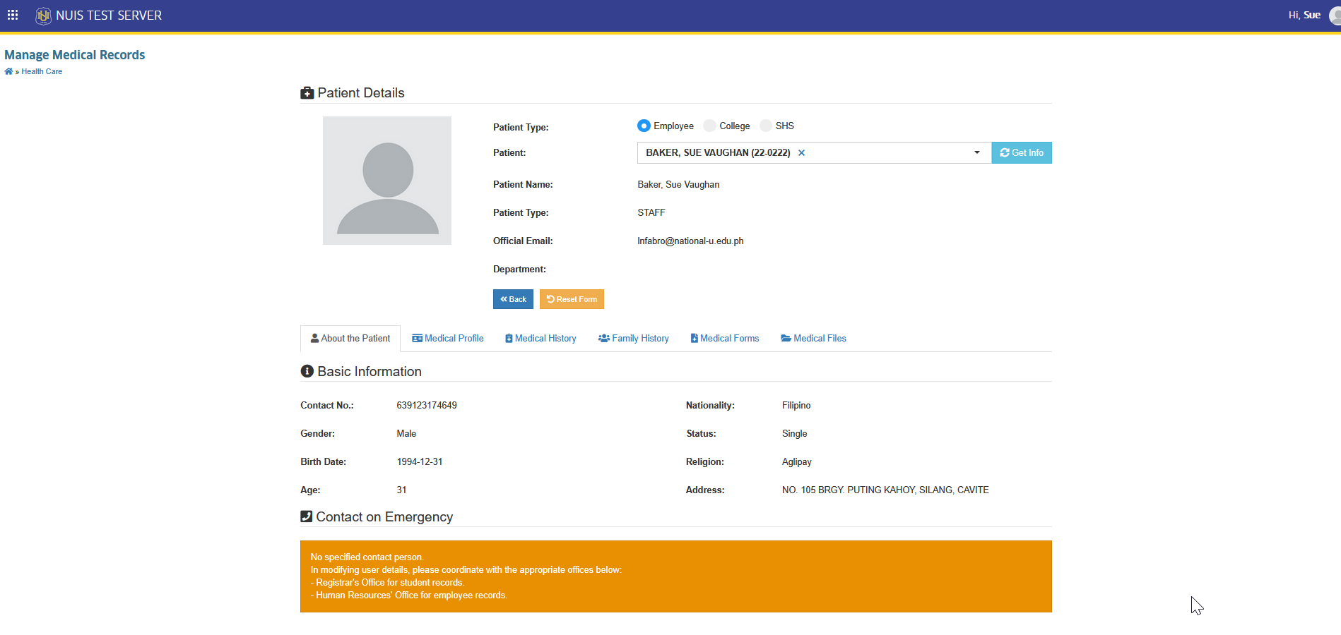 patient's profile