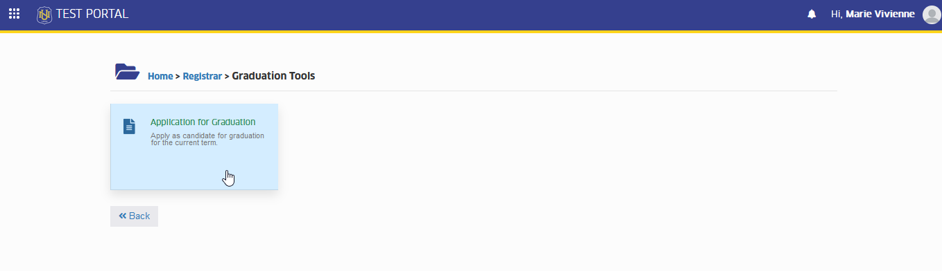 application for graduation tab