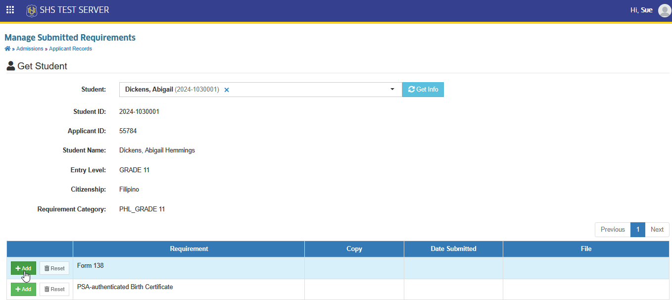 add students requirements