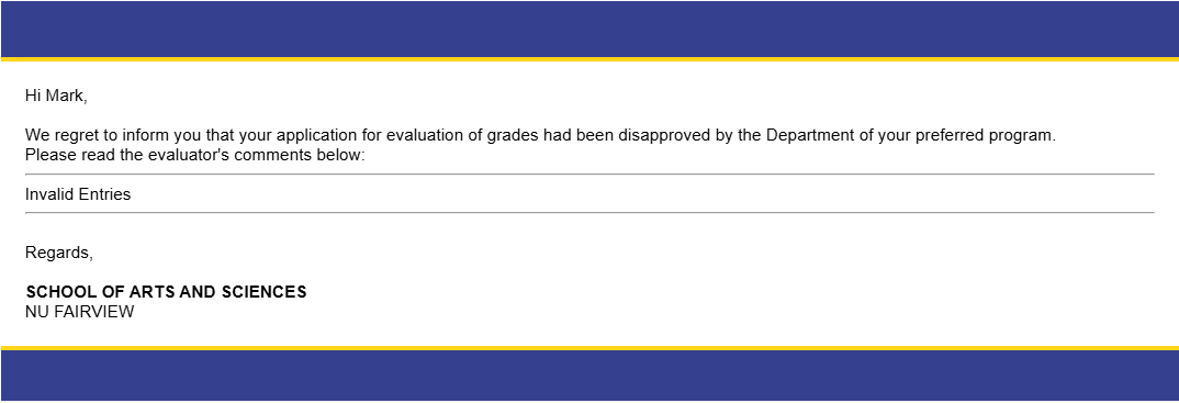 disapproved application