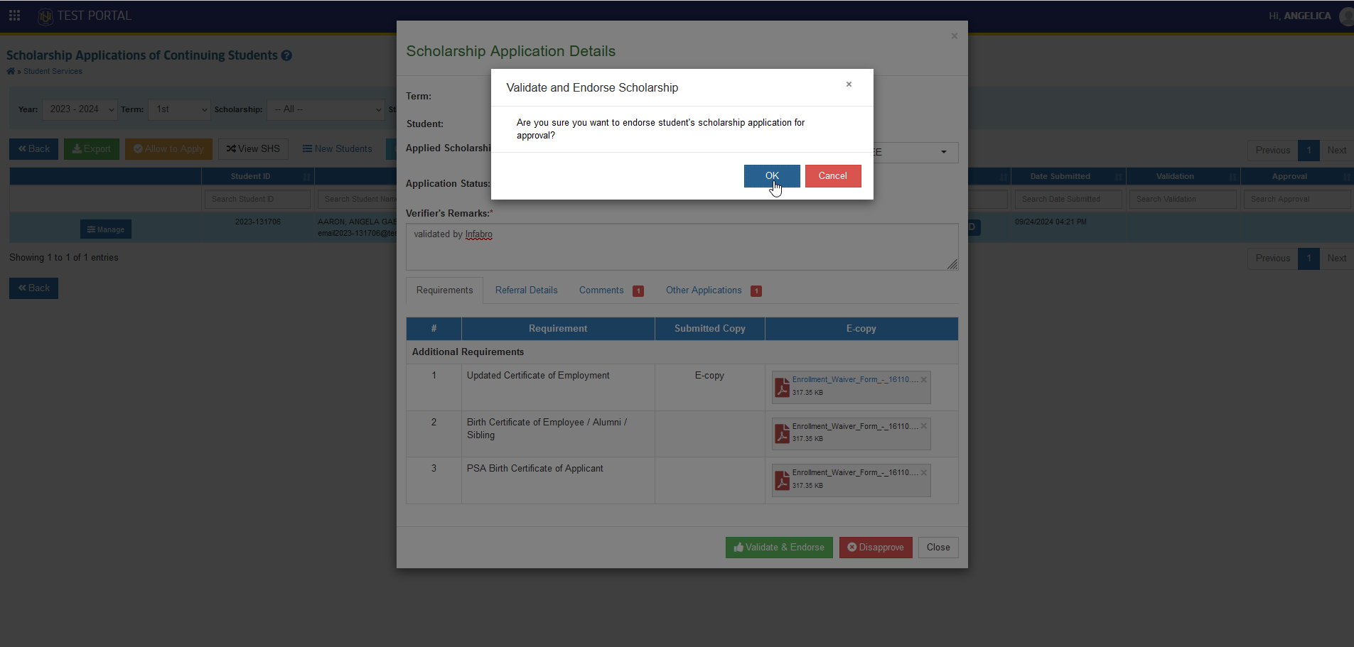 confirm validate & endorse