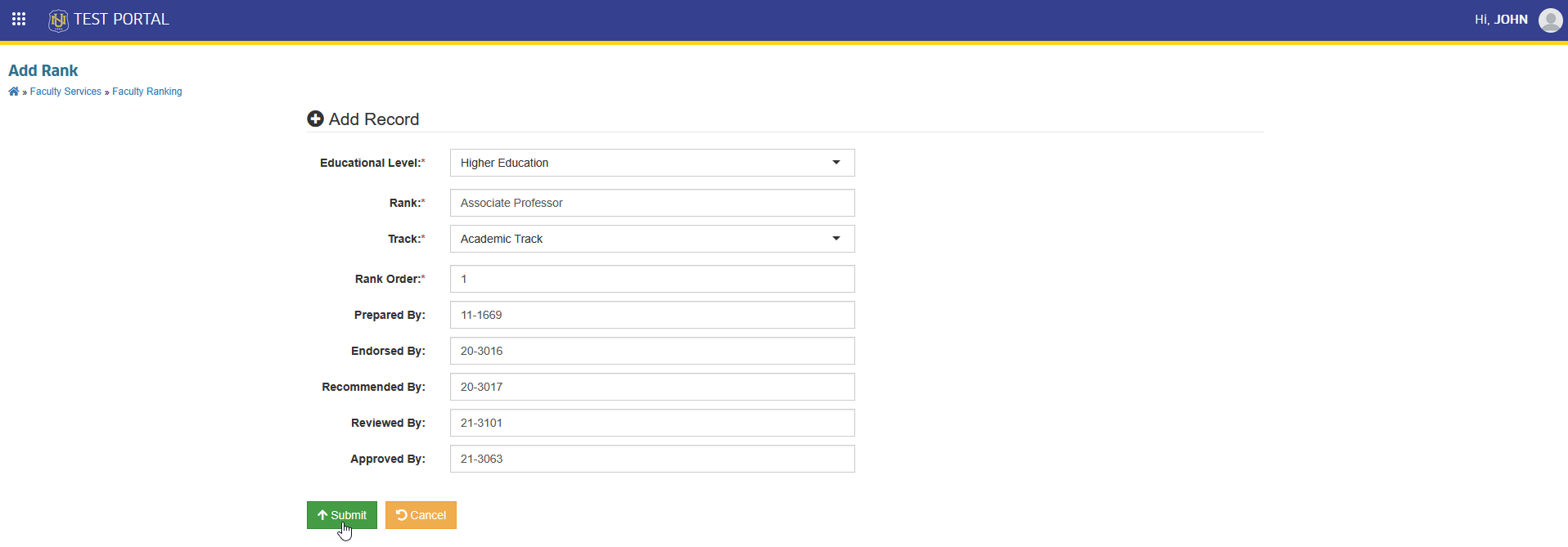 submit button