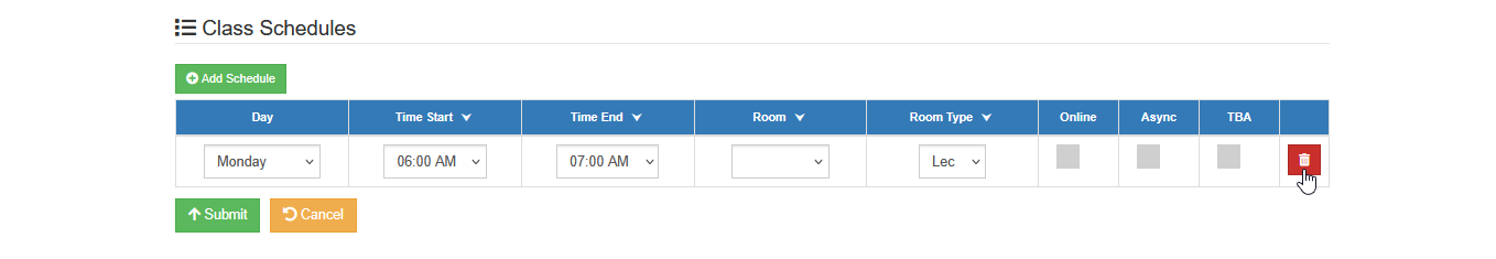 delete schedule