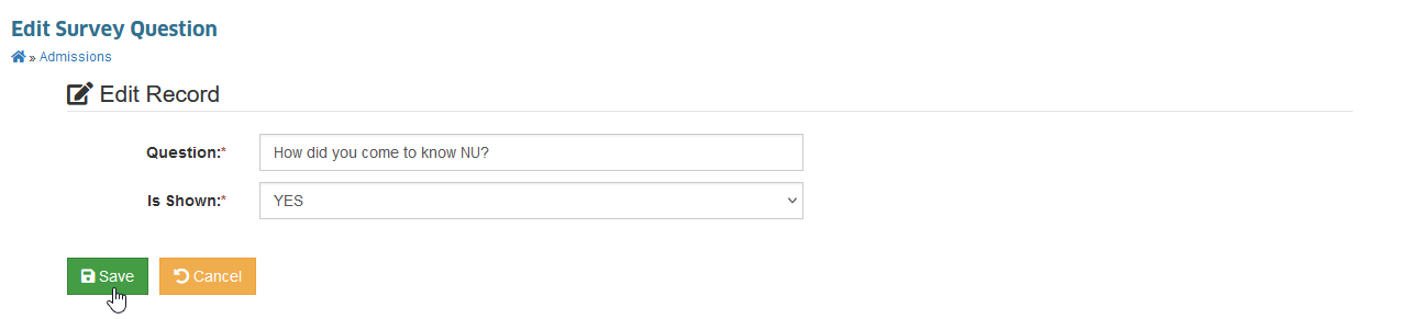 save edited survey questions