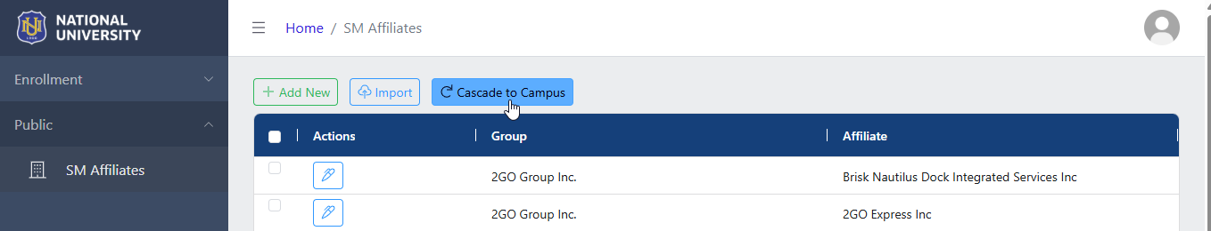 cascade to campus