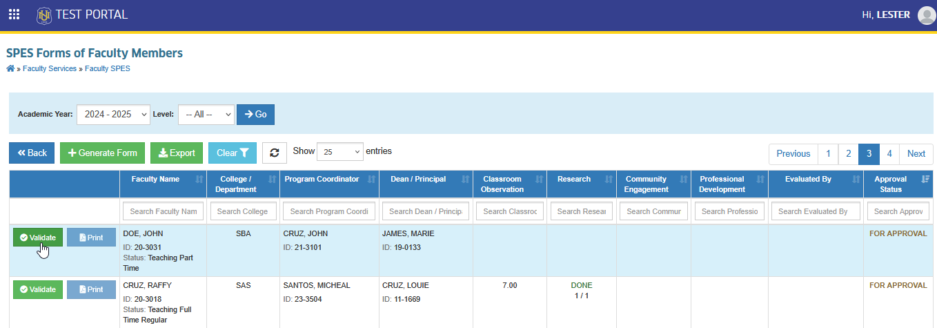 validate button