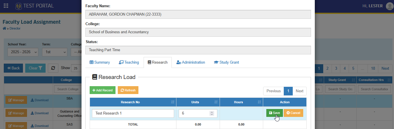 save research entry