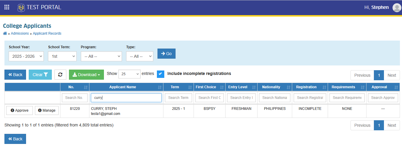 filter applicant
